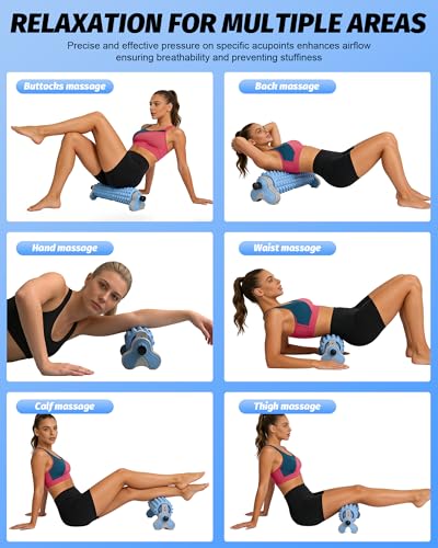Muscle Relief 3-Gear Adjustable Foam for Exercise,Yoga,Sturdy Triangle Bracket with Thickened Reinforced Inner Shaft,Pilates Foam Roller for Home Fitness & Body Relaxation Training (Blue)