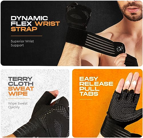 Weight Lifting Gloves for Men & Women – Fingerless Workout Gloves with Non-Slip Grip & Palm Padding for Gym, Training, Cycling & Fitness