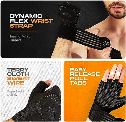 Weight Lifting Gloves for Men & Women – Fingerless Workout Gloves with Non-Slip Grip & Palm Padding for Gym, Training, Cycling & Fitness