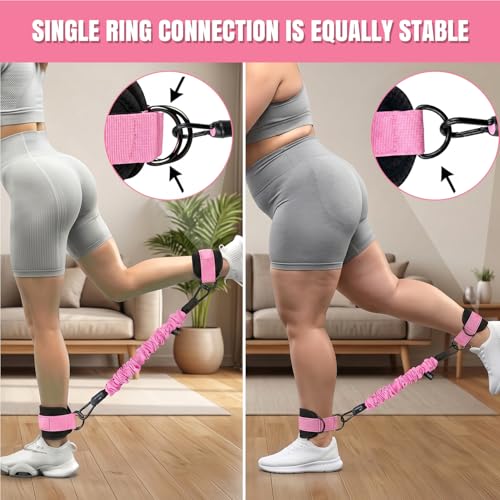 Pedal Resistance Band 40/50/60 lbs with Handles and Ankle Cuffs, 3-Tube Adjustable Exercise Bands for Women’s Home Workout, Abs, Core, Arm, Leg and Hip Training
