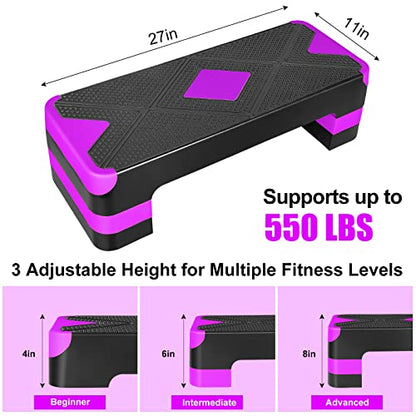Adjustable Exercise Workout Aerobic Stepper Step Platform Trainer