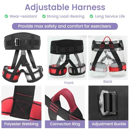 JYHHCYS Bungee Fitness Equipment Set Plus Size, Heavy Duty Aerial Yoga Resistance Rope for Home Gym Training & Fitness, Indoor Bungee Jumping Harness(Full Set 3XL - 220 lbs/100kg)
