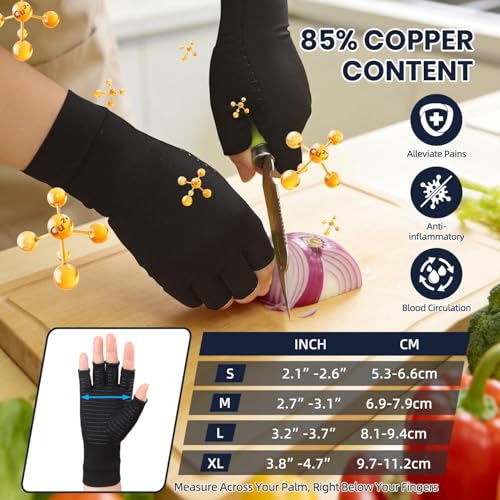 Big Mango 2 Pairs Copper Arthritis Gloves, Compression Gloves for Women Men Relieve Pain from Rheumatoid Arthritis, Carpal Tunnel, Swelling, Everyday Hands Support (Open Finger + Full Finger, Small) - color: Open Finger (1 Pair) & Full Finger (1 Pair), si