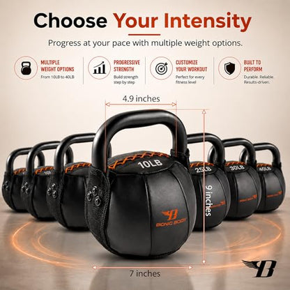 Bionic Body by Kim Lyons Soft Kettlebell with Handle | Soft Weight for Strength Training, Conditioning, Core & Full Body Workouts | Ergonomic Grip | Home Gym, Cross Training, HIIT & Functional Fitness Equipment - style: Orange - 10 LB