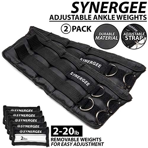 Synergee Comfort Fit Adjustable Ankle/Wrist Weights (Set of 2). Available in 5lb, 10lb & 20lbs. One Size Fits All. - color: c) 20 lbs - 10 lbs per side