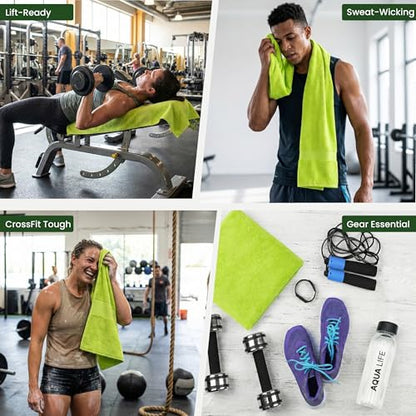 Dalisa Bench Hood Gym Towel – 100% Turkish Cotton – Non-Slip Hooded Design for Weight Benches – 450 GSM – 19.7" x 51.2" – Ultra-Absorbent, Quick-Dry Workout Towel – Made in Türkiye – Lime Green - color: Lime Green