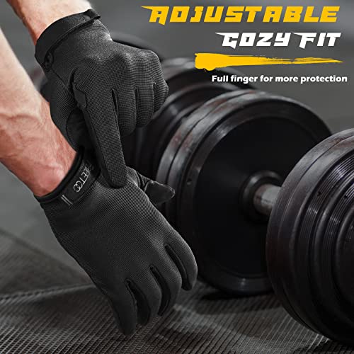 FREETOO Full-Finger Workout Gloves for Men, Padded Gym Gloves with Grip - size: Medium