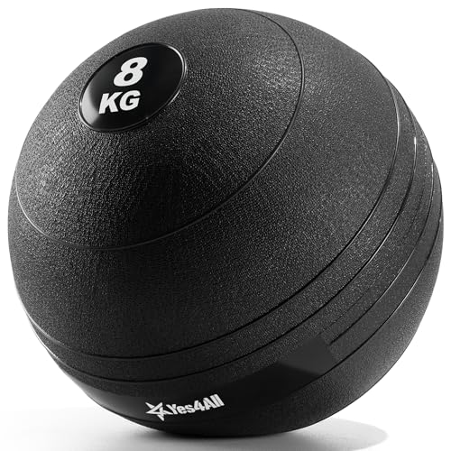 Yes4All KCXO Slam Ball, Medicine Ball, Smooth Surface, 17.6 lbs (8 kg), for Strength Training/Workout, Kg Notation Type