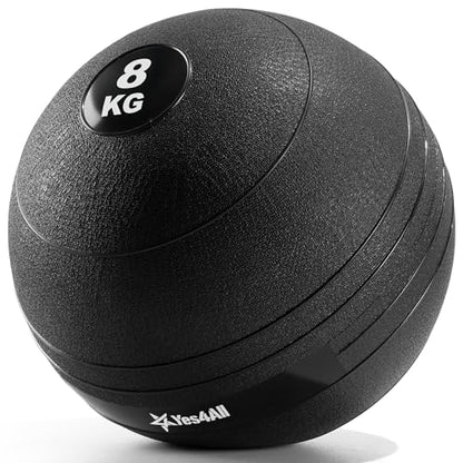 Yes4All KCXO Slam Ball, Medicine Ball, Smooth Surface, 17.6 lbs (8 kg), for Strength Training/Workout, Kg Notation Type
