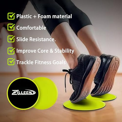 ZILLEEN Exercise Sliders for Working Out Fitness Discs for Pilates Women Men, 2 Pack - color: Yellow