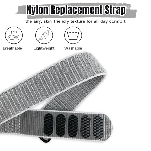 CAMTOVGCA Nylon Loop Compatible with Hume Band, Nylon Replacement Strap, Soft Adjustable Breathable Sport Wristband for Fitness Tracker - color: Grey