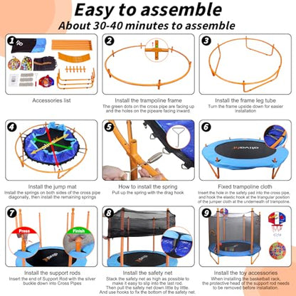 60inch rebounder trampoline for kids