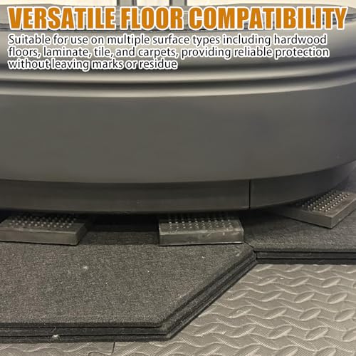Exercise Equipment Mat Heavy Duty 4 x 4 x 0.8 Inches 4-Pack, Anti-Slip Noise Reduction Shockproof for Treadmill Stationary Bike Hardwood Floors and Carpets