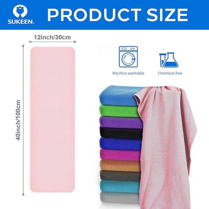 Sukeen 4 Pack Cooling Towels (40"x12") for Neck and Face, Cooling Neck Wraps, Breathable Cooling Towel for Hot Weather, Sweat Towels for Yoga, Sports, Golf, Gym, Camping, Running, Fitness, Workout