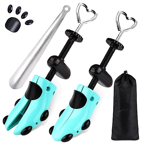 Shoe Stretcher, Plastic Pair of 4-way Adjustable Shoe Expander Shoe Tree Widener for Wide Feet Bunions - color: Turquoise for Women’s Shoes Us Size 5.5-10