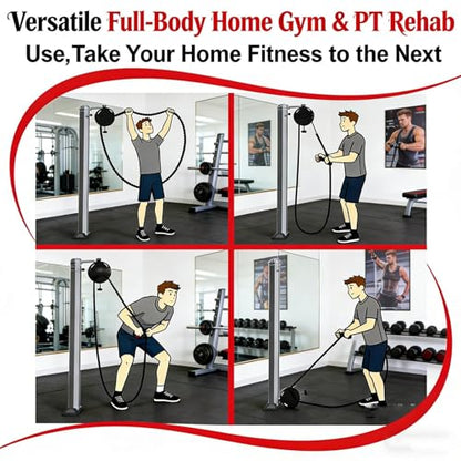 Endless Rope Trainer, Portable Cable Pulley System,Adjustable Tricep Rope Equipment | 330lb Load Capacity, 30kg Max Resistance for Full Body Workout & Strength Training - color: Black