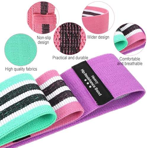 6 Pcs Fabric Resistance Bands for Working Out Non-Slip Exercise Bands with Booty for Legs and Butt Home Gym Pilates Stretching Men and Women