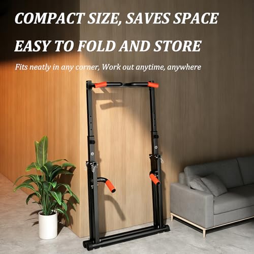 Indoor Pull-up Bar For Home Use, Pull Up Dip Station Foldable, Freestanding Fitness Equipment, 8-level Height Adjustment, Freestanding Pull-up Bar Fitness, Load-bearing 600kg, For Home Outdoor