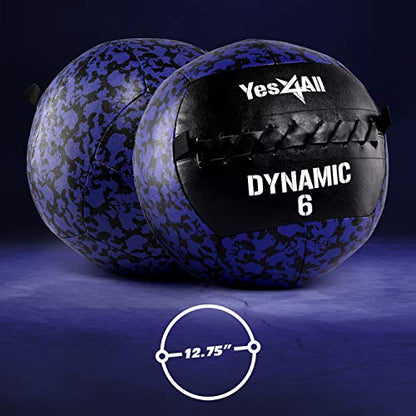 Yes4All Wall Ball, Soft Leather Weighted Iron Sand Ball for Dynamic Multifunctional Exercise, 6 LB - 30 LB - color: B. Soft Surface - Dynamic, style: A. 6LB