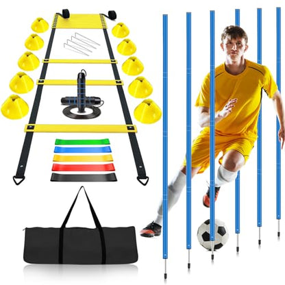 Soccer Agility Training Poles Equipment |Adjustable Soccer Equipment for Training Includes 6 Flexible Agility Poles - color: Multicolour