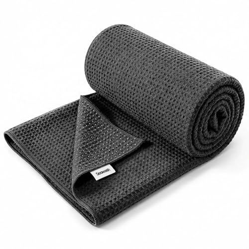 Hot Yoga Mat Towel,Microfiber Yoga Mat Towels Non Slip for Hot Yoga Absorbent Microfiber Sweat Anti-Slip Grip Injury Free,26.5" X 72" -Pilates Gear,Exercise,Fitness Black