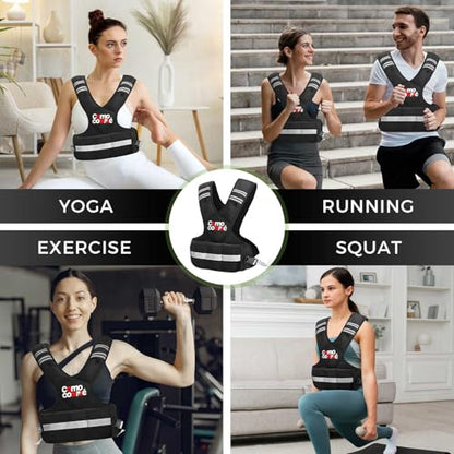 Adjustable Weighted Vest for Men Women, 4-10lb/12-18lb/20-32lb Vest with 6 Ironsand for Weights Running Workout and Training, Adjustable Body Weight Vest Exercise Set for Running, Walking