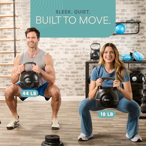 LifePro 7-in-1 Adjustable Kettlebell – PowerStone, Die-Cast Aluminum & Steel, Space-Saving Set with Handle-Twist Adjustment – Strength Training Kettlebell with Storage Base - size: 45.8 Pounds