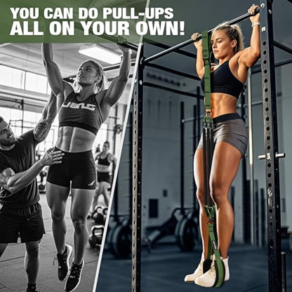 Pull Up Assistance Bands, Pull Up Bar Resistance Bands, Pull Up Bands for Enhanced Strength Training, Muscle Training, 3 Heavy-Duty Adjustable Pull Up Assist Strap & Comfortable Foot Strap - style: Army Green