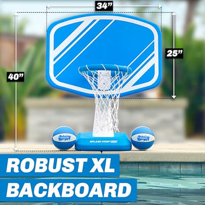 GoSports Splash Hoop PRO Pool Basketball Game – Modern Poolside Basketball Hoop with Backboard, Ball & Pump – Swimming Pool Basketball Hoop for Inground & Above Ground Pools - color: Blue