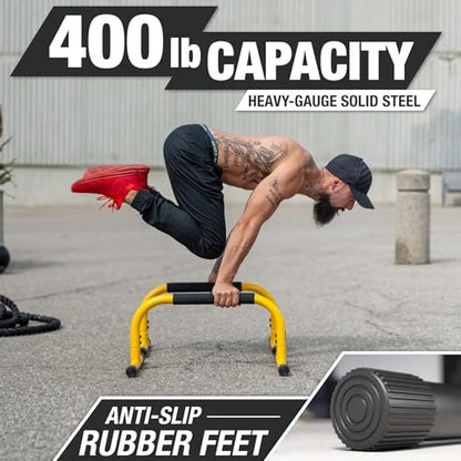 Lebert Fitness Parallette Push Up Bars Dip Station Stand - Perfect for Home and Garage Gym Exercise Equipment - Gymnastics, Calisthenics, Strength Training Parallel Bars for Men and Women