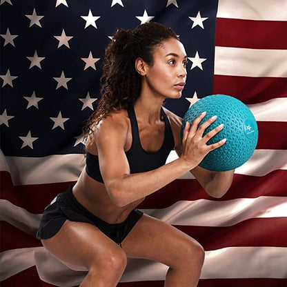Yes4All Slam Balls, 10-40lb Weighted Ball Weight, Durable PVC Sand Filled Workout Dynamic Slam Ball for Strength Training, Triangle, Teal, 15lbs - color: Trendy teal, style: C. 15lbs