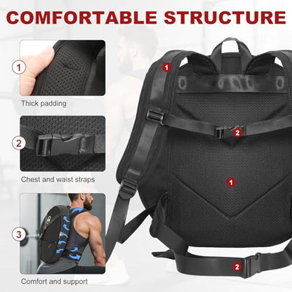 Weighted Backpack Weighted Vest for Fitness and Bodyweight Workouts, Adjustable Rucking Backpack with Padded Straps, 10 LBS barbell Weight Plate Ideal for Training