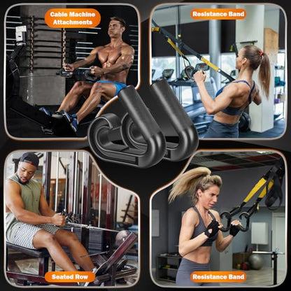 Neutral Grip Pull Up Handles, Ergonomic Non-Slip Hooks for Barbell Row Deadlift Resistant Bands Cable Machine, Lightweight Pull Up Bar Accessories, Portable Grips for Home Gym Workout, Nylon
