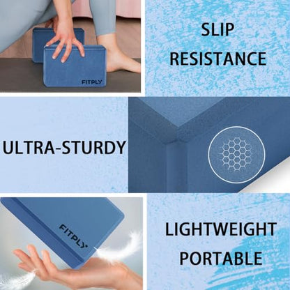 Yoga Blocks 2 Pack - Non-Slip Yoga Brick & Foam Blocks Yoga Set, High-Density Pilates Block for Stretching, Meditation, and Exercise Blocks Foam, Ideal for Deep Poses