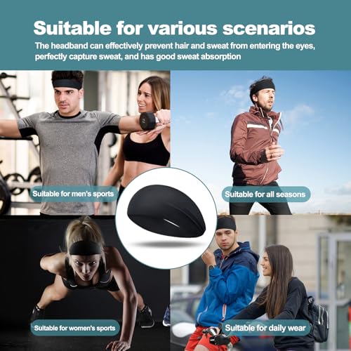 Running Headbands for Men (4 or 6 Pack), Mens Stretchy Headband for Football,Cycling,Basketball,Yoga,Fitness Workout Unisex Quick-Dry Sweatband