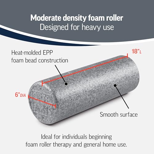 OPTP Silver AXIS Foam Roller, Moderate Density for Sports Medicine, Physical Therapy, Pilates, Yoga - Myofascial Release on Trigger Points (Silver Moderate Density, 18" x 6" Round) - size: 18" x 6" Round