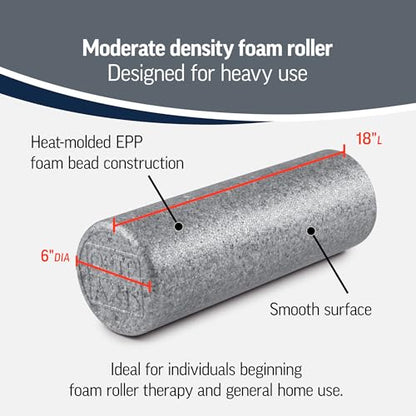 OPTP Silver AXIS Foam Roller, Moderate Density for Sports Medicine, Physical Therapy, Pilates, Yoga - Myofascial Release on Trigger Points (Silver Moderate Density, 18" x 6" Round) - size: 18" x 6" Round