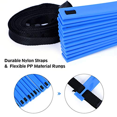 Agile Speed Training Kit 19ft Flat Ladder Athletic Training Ladder, 10pcs Disc Cones for Athletic Training (blue)