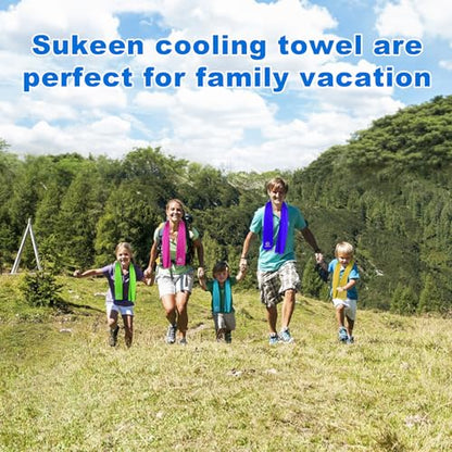 Sukeen 4 Pack Cooling Towels (40"x 12"), Cooling Neck Wraps, Soft Ice Towel - color: Dark Blue/Green/Lake Blue/Pink