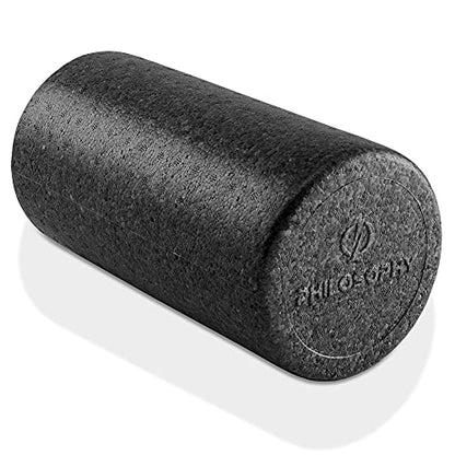 Philosophy Gym 12" High-Density Foam Roller for Exercise, Massage, Muscle Recovery - Round, Black - color: Black, size: 12 Inch