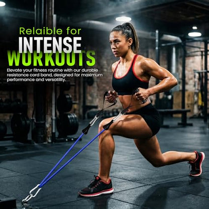 Utopia Fitness Resistance Bands with Handles, Resistance Fitness Bands Set, 5 Workout Bands (10–50 lbs), Exercise Bands with Handles, Home Gym Equipment with 1 Door Anchor, 2 Ankle Straps & Carry Bag