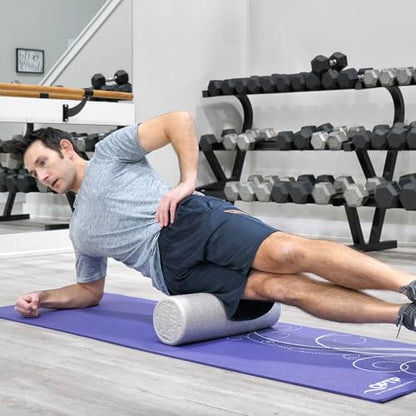 OPTP Silver AXIS Foam Roller, Moderate Density for Sports Medicine, Physical Therapy, Pilates, Yoga - Myofascial Release on Trigger Points (Silver Moderate Density, 18" x 6" Round) - size: 18" x 6" Round