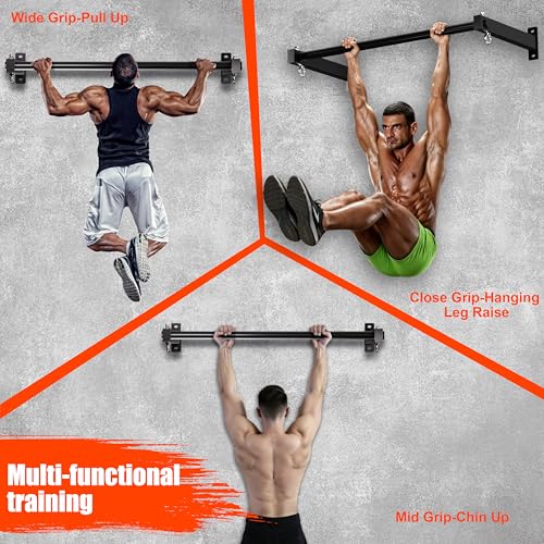 Wall Mount Pull Up Bar, Fits 16", 24" & 32" Studs, Supports 500 Lbs