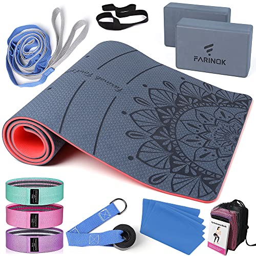 1/3 Yoga Mat Thick, Yoga Set for Beginners - color: BLUE&RED