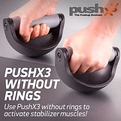 Grip Strength Trainer Rings, Rock Climbing & Bouldering, Jujitsu Grip Strength, BJJ Trainer, Hand Grip, Forearm, and Wrist Strengthener, Stress Relief, Convert PushX3 Pushup Equipment to Stable Pushup Stands