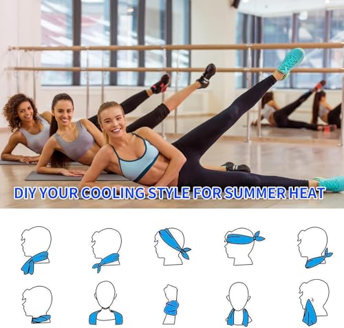 6 Packs Cooling Towel (40"x12"), Soft Breathable Chilly Towel, Ice Towel, Microfiber Towel for Yoga, Sport, Running, Gym, Camping, Fitness, Workout & More Activities