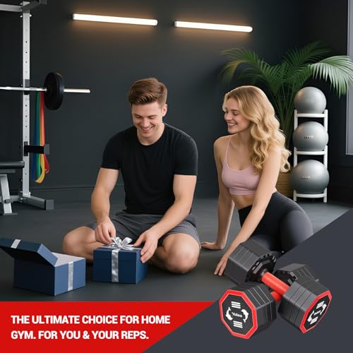 Yoleo Adjustable Dumbbell Set, Weights Dumbbells Set at Home Workout Equipment, 4 in 1 Each Premium Tai Chi-Style Rotary Mounting Adjustable 10/15/20/25 lb dumbbells, with TPU Soft Rubber Handle Suitable Men/Women Updated 2.0 - style: 25LB Single