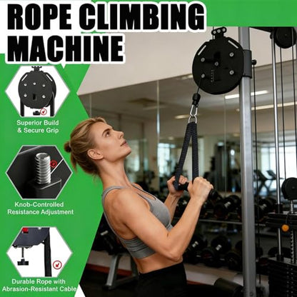 Endless Rope Trainer | Resistance Trainer Machine | Pulley Rope Puller Fitness Rope Trainer | Pulley Rope Climbing Machine Adjustable Resista |14ft Closed-Loop Nylon Rope, Home Gym - color: Red