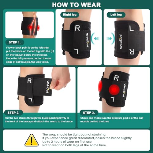 Welnove Sciatic Nerve Brace for Pain Relief – Pressure Pads for Targeted Compression. Relieve Sciatic Nerve, Lower Back, and Hip Pain with Adjustable Knee Support. Unisex and Comfortable for Daily Use