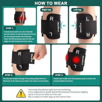 Welnove Sciatic Nerve Brace for Pain Relief – Pressure Pads for Targeted Compression. Relieve Sciatic Nerve, Lower Back, and Hip Pain with Adjustable Knee Support. Unisex and Comfortable for Daily Use
